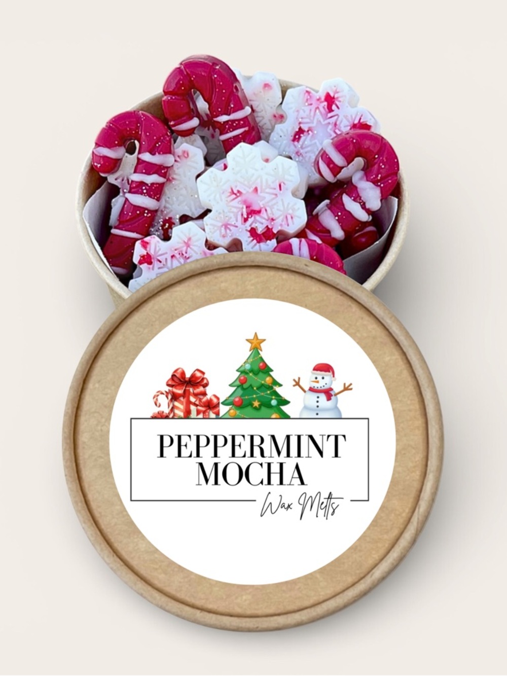 Peppermint Mocha Soy Wax Melts 2.5oz Jar Strong Scented Home Fragrance